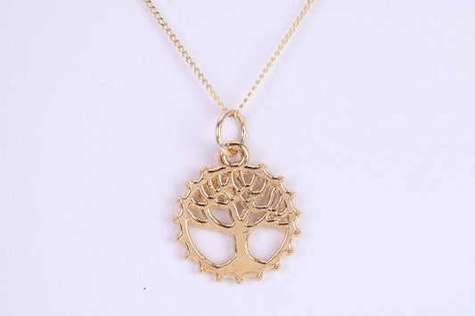 Tree of Life Necklace, Made from Solid Yellow Gold with High Polished Finish, British Hallmarked