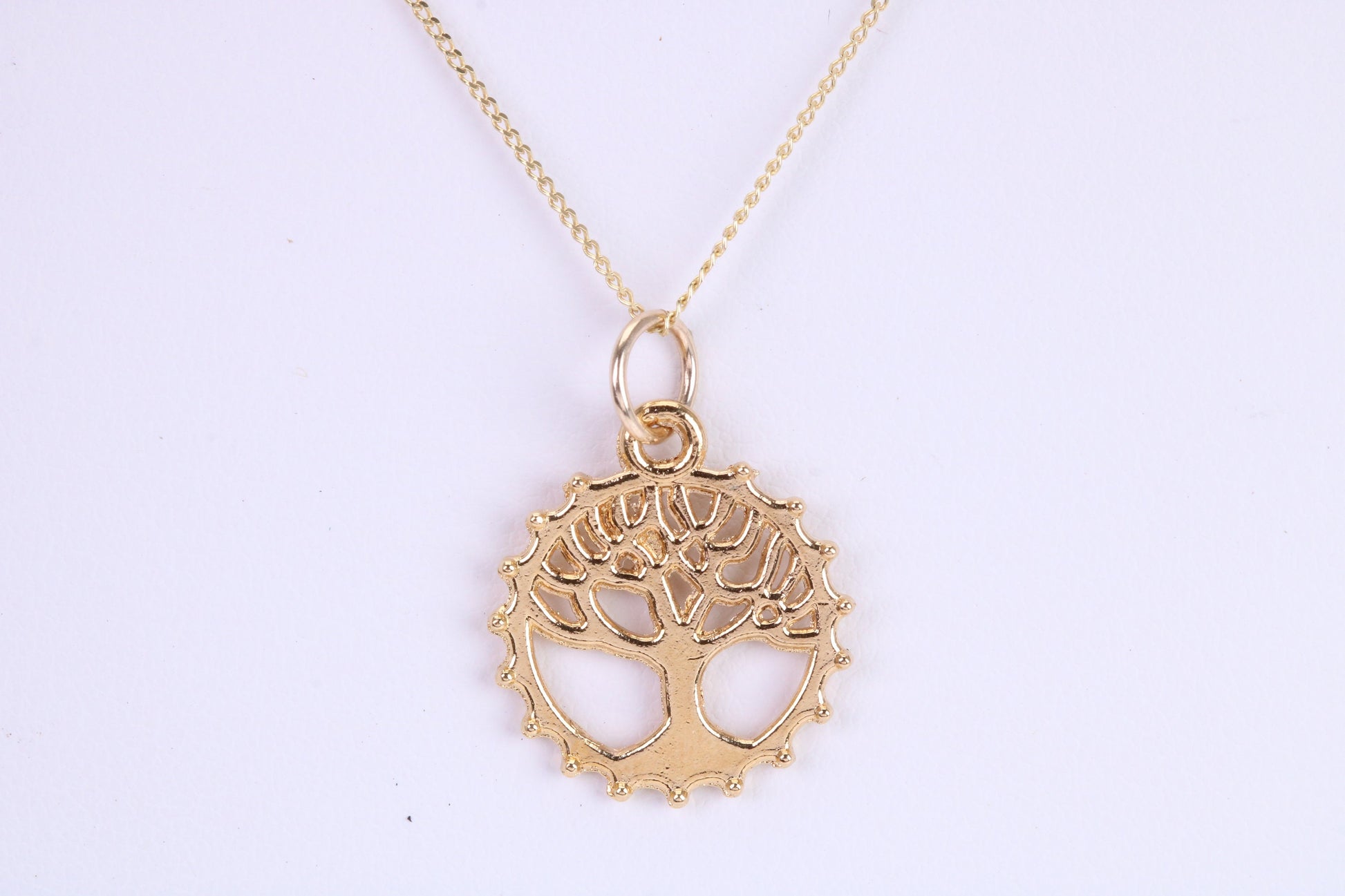Tree of Life Necklace, Made from Solid Yellow Gold with High Polished Finish, British Hallmarked