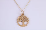 Tree of Life Necklace, Made from Solid Yellow Gold with High Polished Finish, British Hallmarked