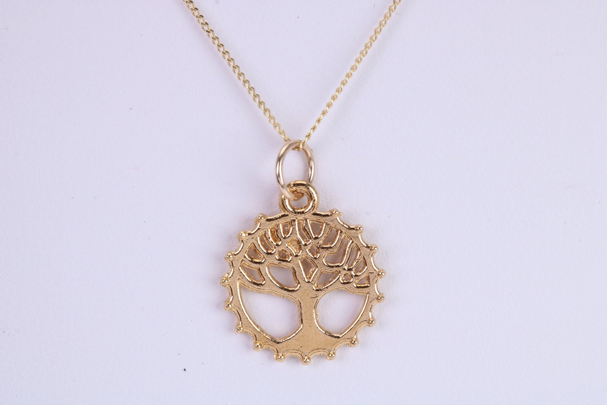 Tree of Life Necklace, Made from Solid Yellow Gold with High Polished Finish, British Hallmarked
