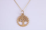 Tree of Life Necklace, Made from Solid Yellow Gold with High Polished Finish, British Hallmarked