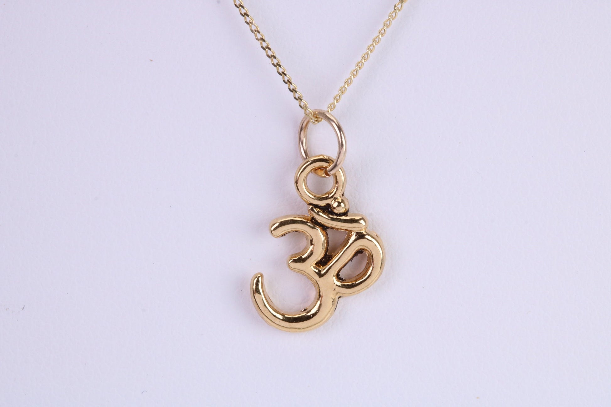 Aum Necklace, Made from Solid Yellow Gold with High Polished Finish, British Hallmarked