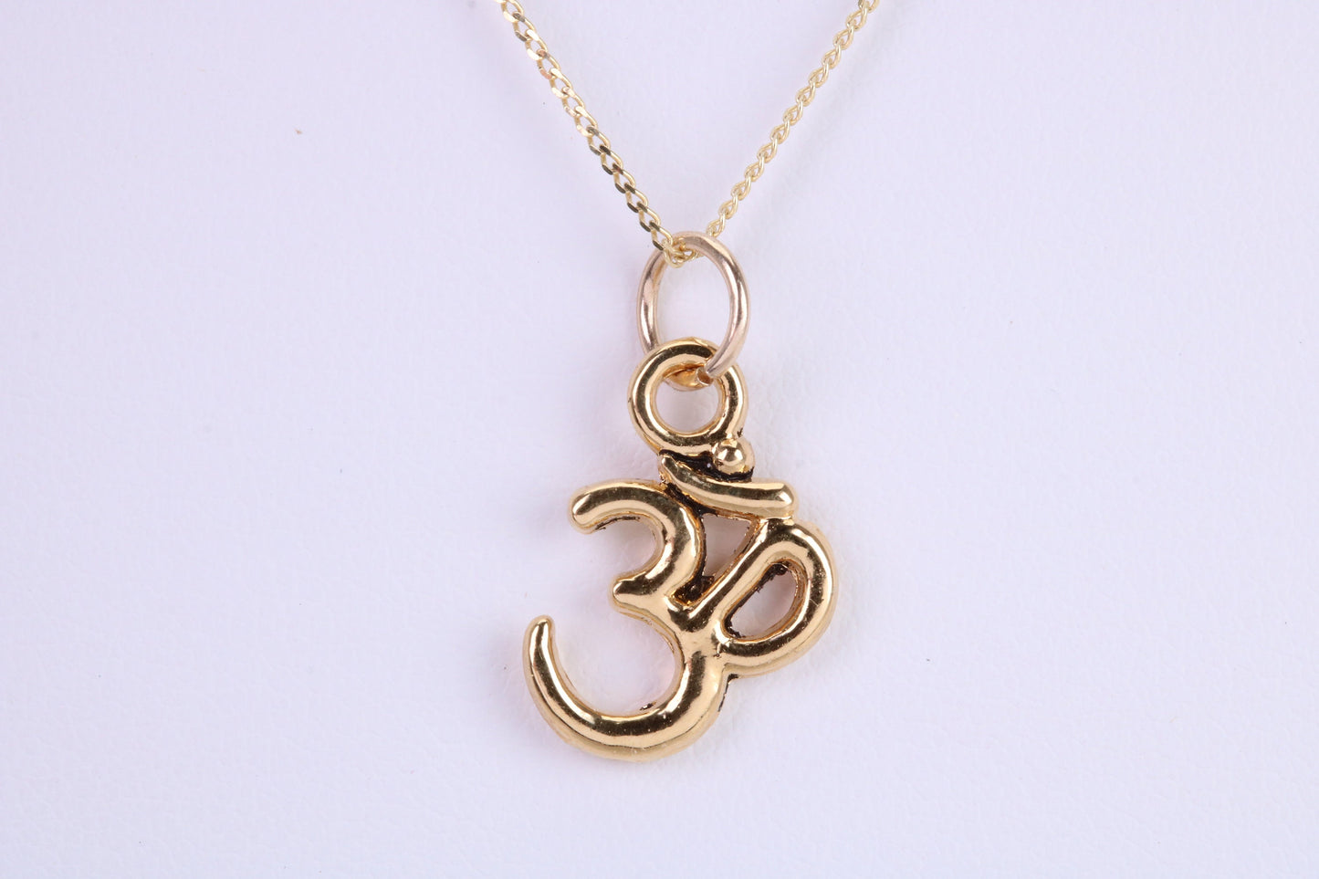 Aum Necklace, Made from Solid Yellow Gold with High Polished Finish, British Hallmarked