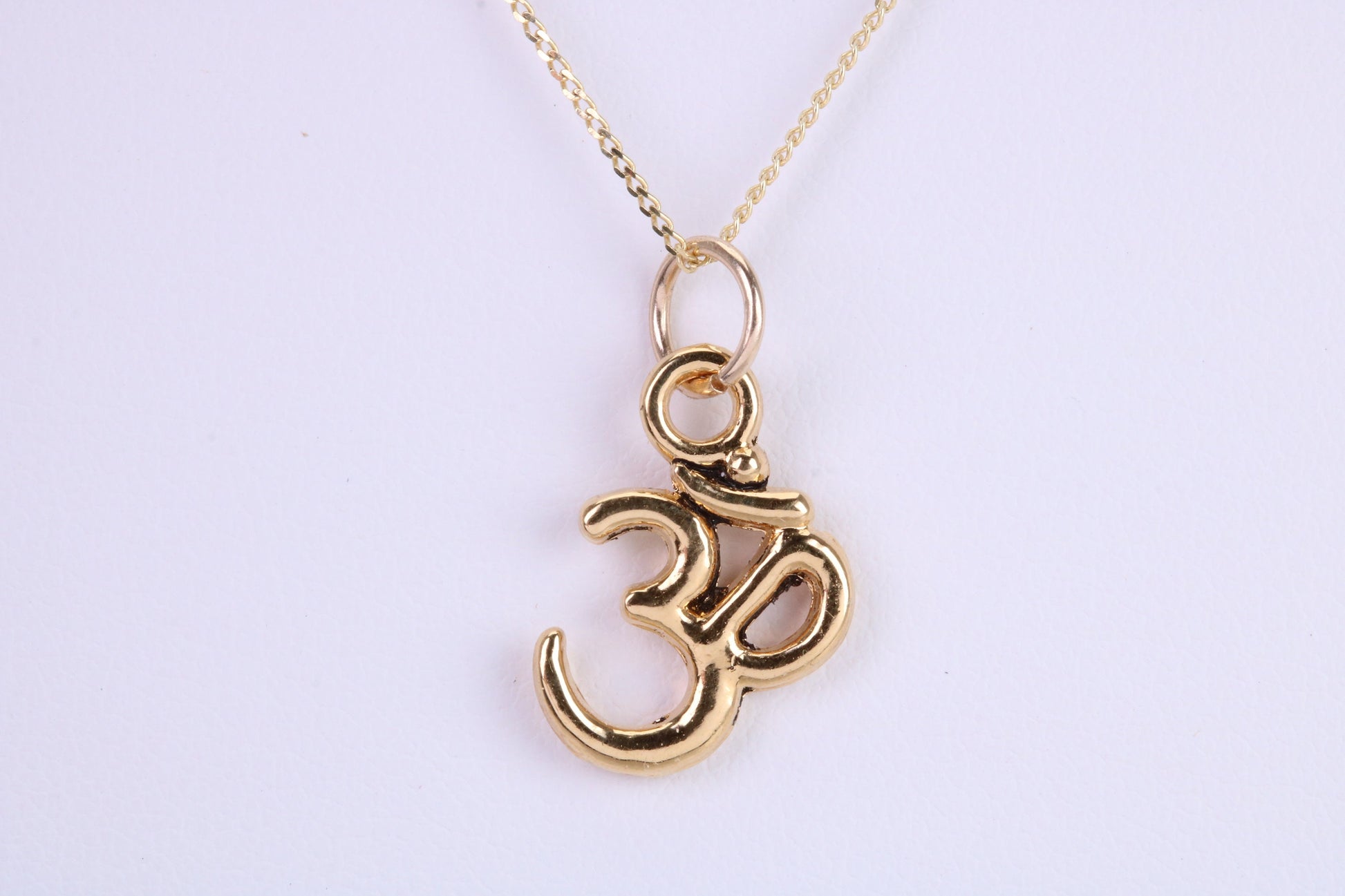 Aum Necklace, Made from Solid Yellow Gold with High Polished Finish, British Hallmarked