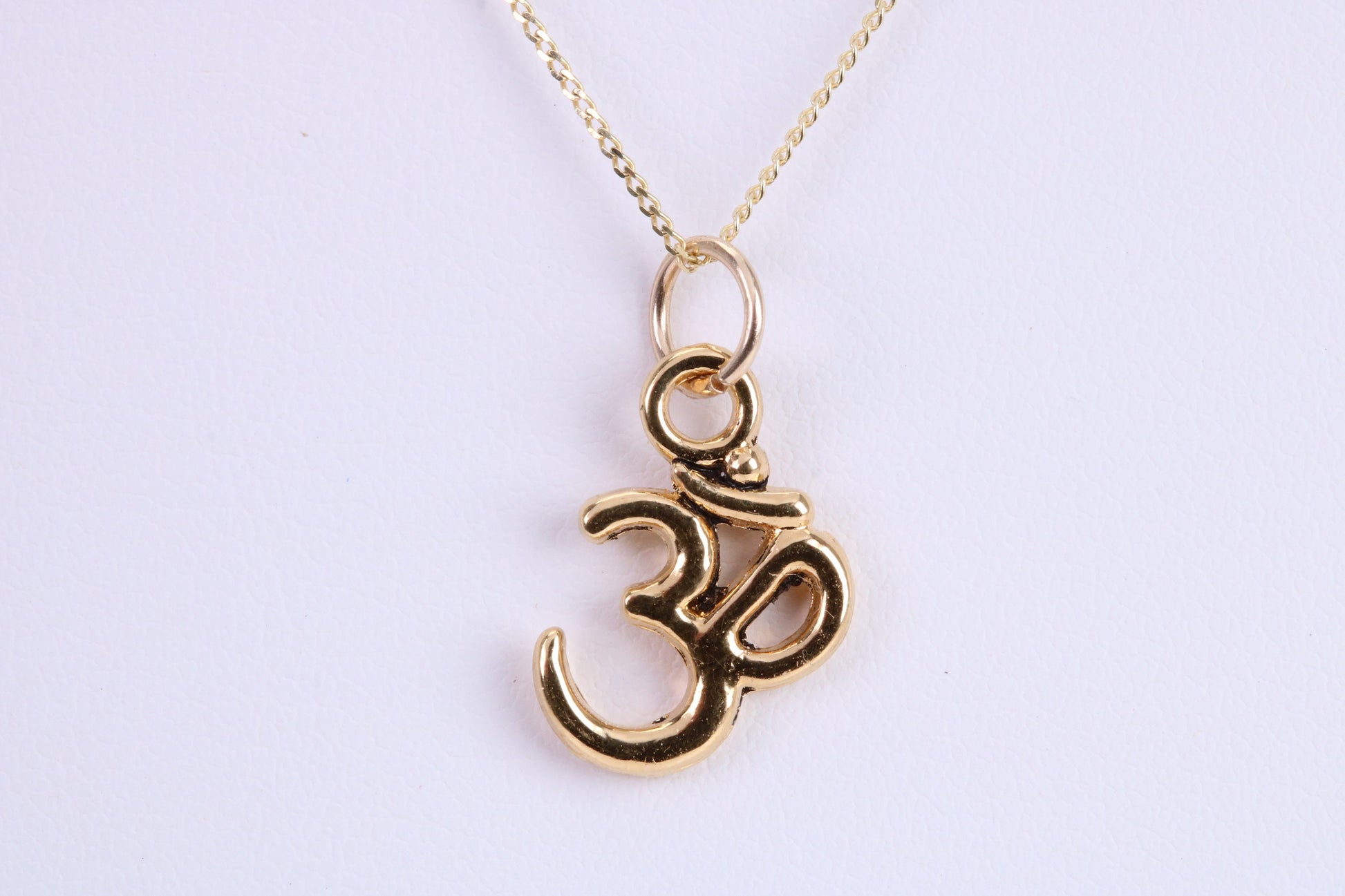 Aum Necklace, Made from Solid Yellow Gold with High Polished Finish, British Hallmarked