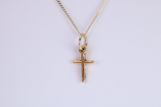 Small Cross Necklace, Made from Solid Cast Yellow Gold with High Polished Finish, British Hallmarked