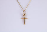 Small Cross Necklace, Made from Solid Cast Yellow Gold with High Polished Finish, British Hallmarked