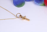 Small Cross Necklace, Made from Solid Cast Yellow Gold with High Polished Finish, British Hallmarked