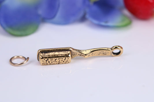 Hair Brush Charm, Traditional Charm, Made from Solid Cast Yellow Gold, British Hallmarked