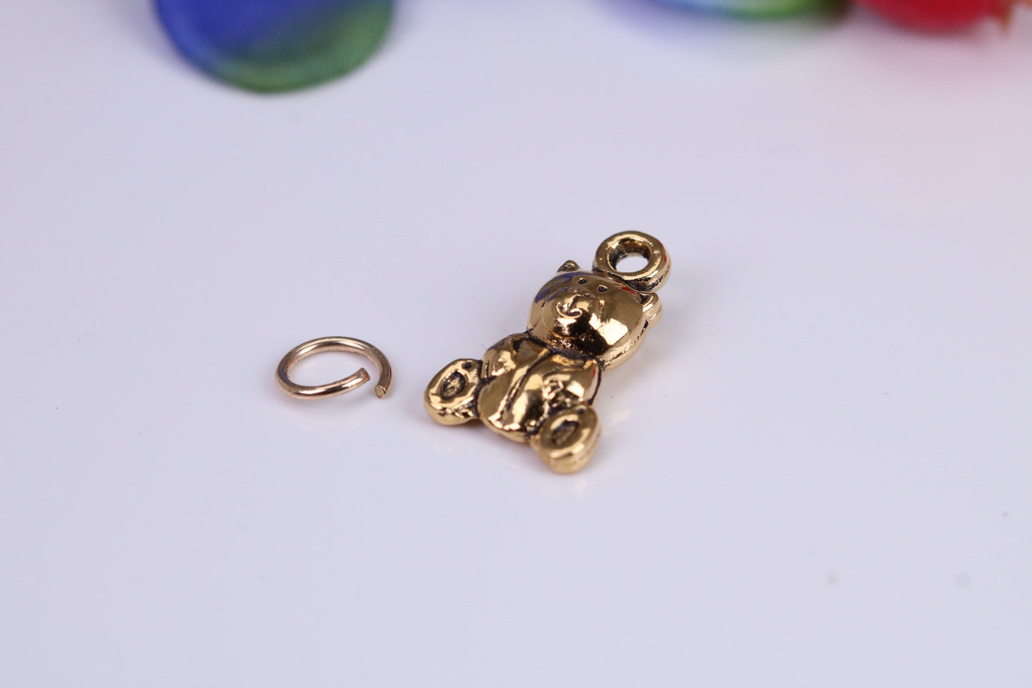 Teddy Bear Charm, Traditional Charm, Made from Solid Cast Yellow Gold, British Hallmarked