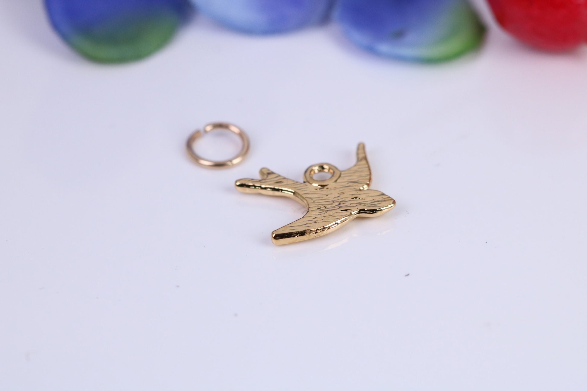 Swallow Bird Charm, Traditional Charm, Made from Solid Cast Yellow Gold, British Hallmarked