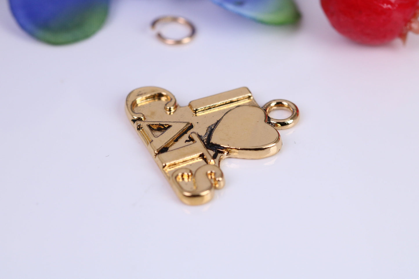 I Love Cats Charm, Traditional Charm, Made from Solid Cast Yellow Gold, British Hallmarked