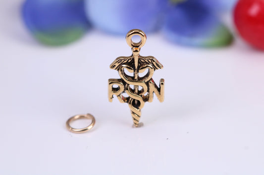 Registered Nurse Charm, Traditional Charm, Made from Solid Cast Yellow Gold, British Hallmarked