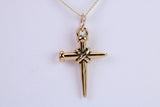 24 mm Long Cross Necklace, Made from Solid Cast Yellow Gold with High Polished Finish, British Hallmarked