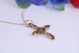 26 mm Long Cross Necklace, Made from Solid Cast Yellow Gold with High Polished Finish, British Hallmarked