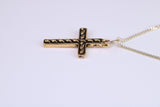 24 mm Long Cross Necklace, Made from Solid Cast Yellow Gold with High Polished Finish, British Hallmarked