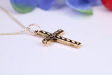 24 mm Long Cross Necklace, Made from Solid Cast Yellow Gold with High Polished Finish, British Hallmarked