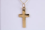 24 mm Long Cross Necklace, Made from Solid Cast Yellow Gold with High Polished Finish, British Hallmarked