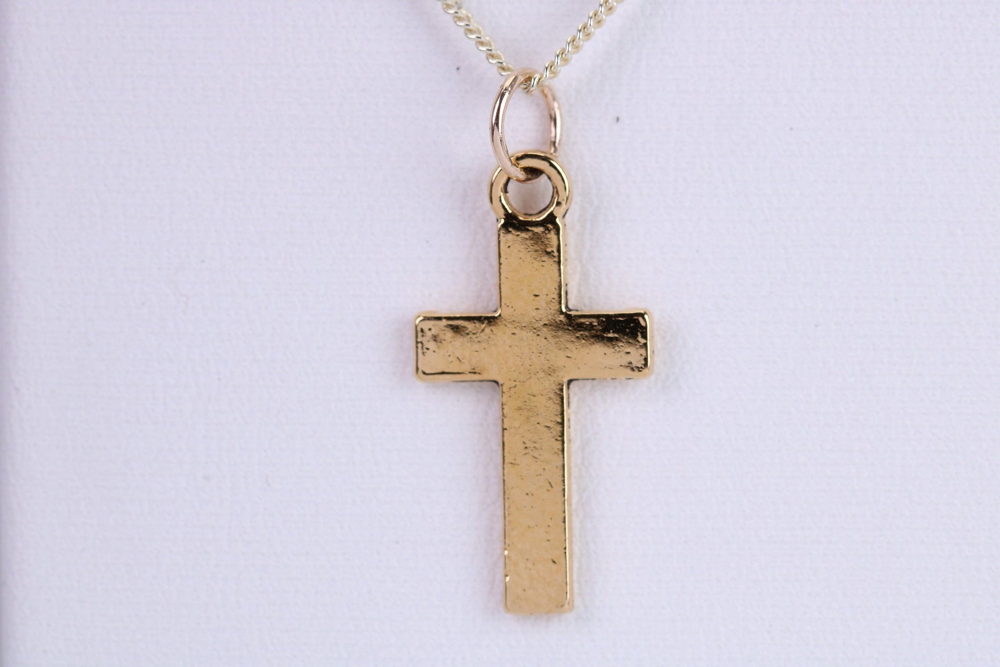 24 mm Long Cross Necklace, Made from Solid Cast Yellow Gold with High Polished Finish, British Hallmarked