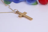 24 mm Long Cross Necklace, Made from Solid Cast Yellow Gold with High Polished Finish, British Hallmarked