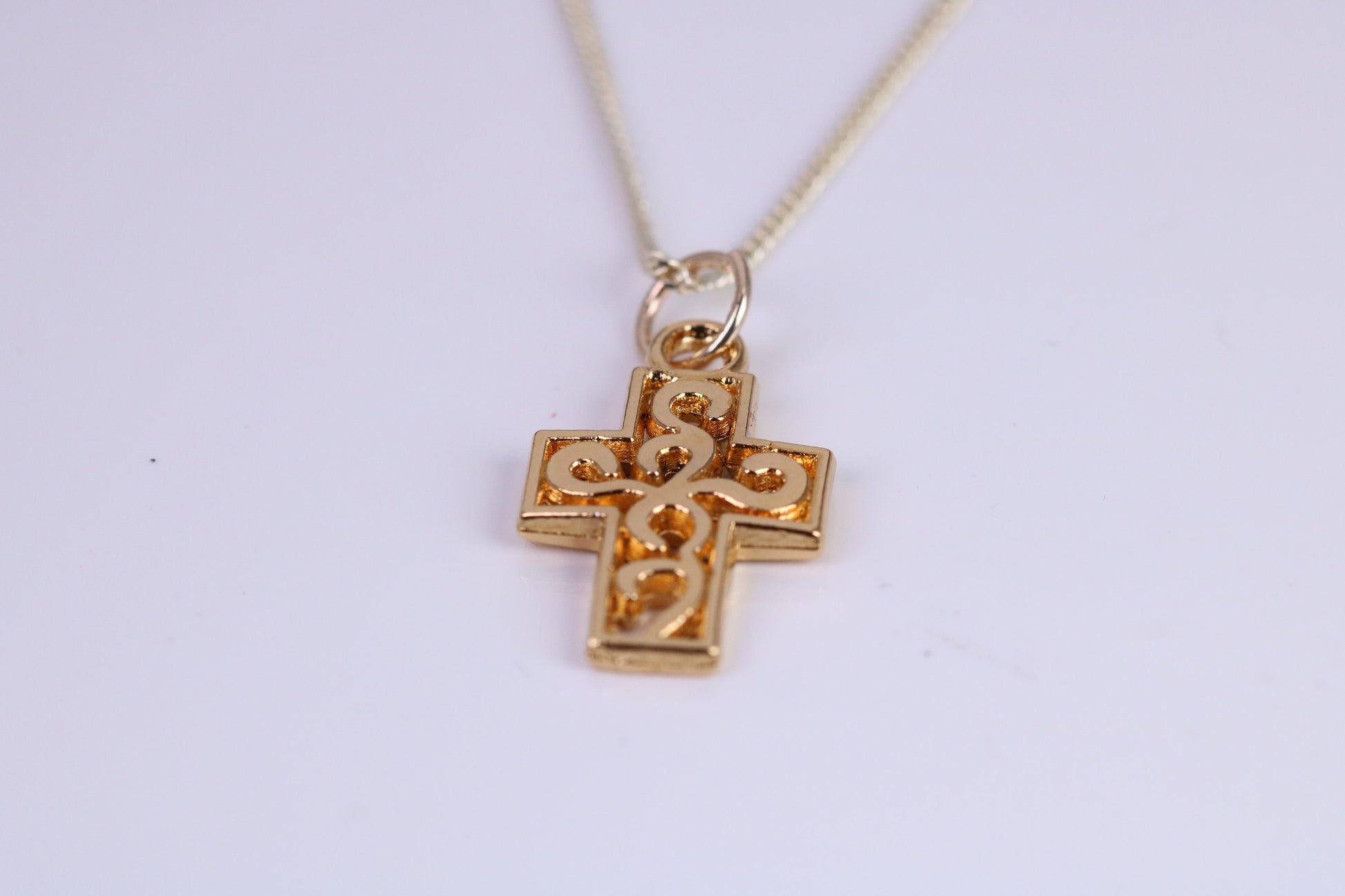 20 mm Long Cross Necklace, Made from Solid Cast Yellow Gold with High Polished Finish, British Hallmarked