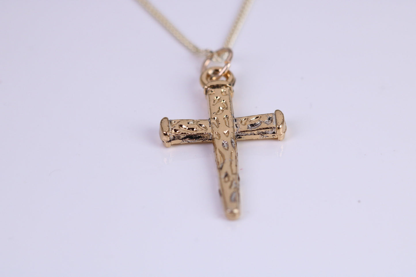 29 mm Long Cross Necklace, Made from Solid Cast Yellow Gold with High Polished Finish, British Hallmarked
