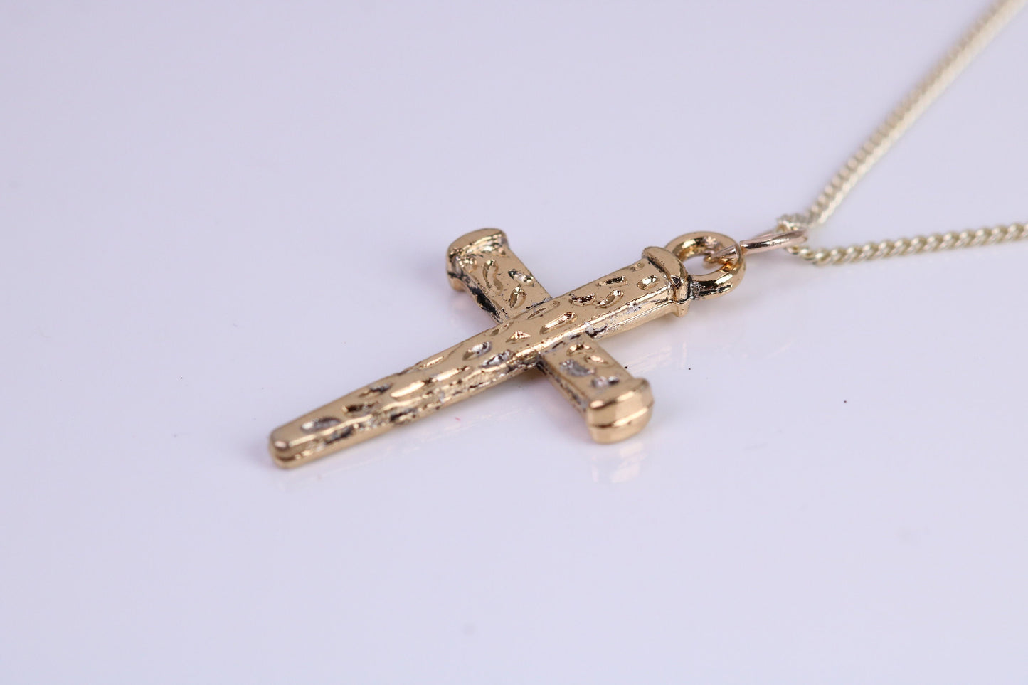 29 mm Long Cross Necklace, Made from Solid Cast Yellow Gold with High Polished Finish, British Hallmarked