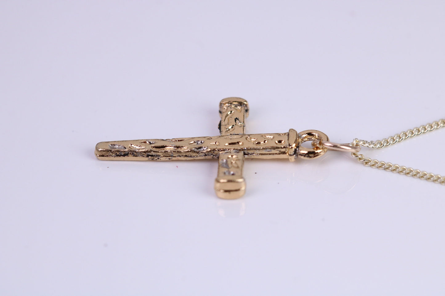 29 mm Long Cross Necklace, Made from Solid Cast Yellow Gold with High Polished Finish, British Hallmarked