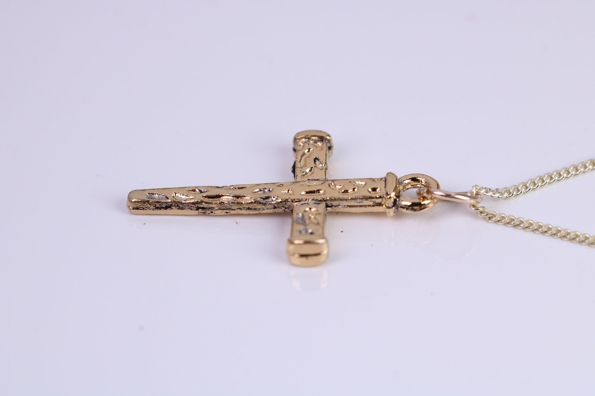 29 mm Long Cross Necklace, Made from Solid Cast Yellow Gold with High Polished Finish, British Hallmarked