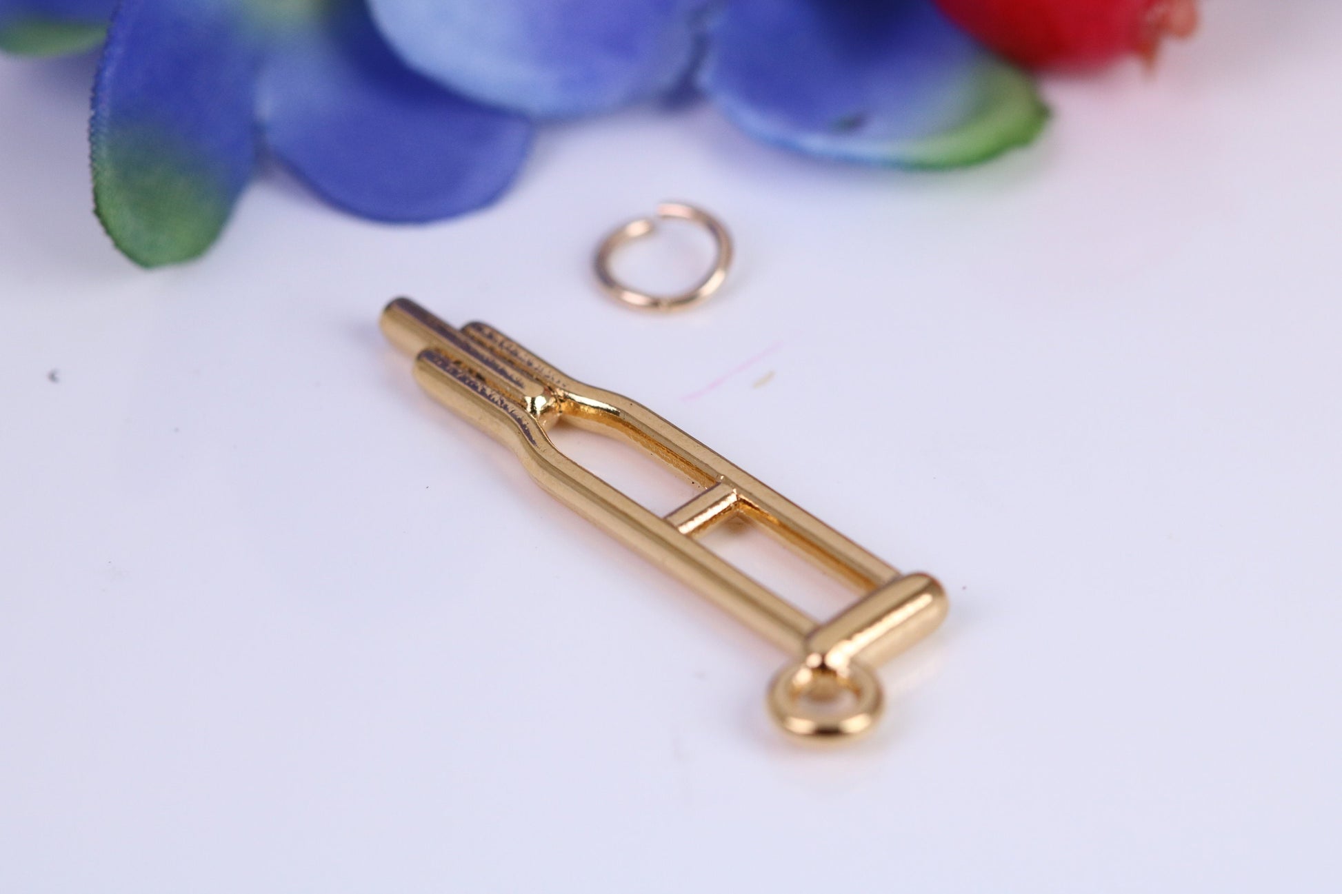 Crutch Charm, Traditional Charm, Made from Solid Cast Yellow Gold, British Hallmarked