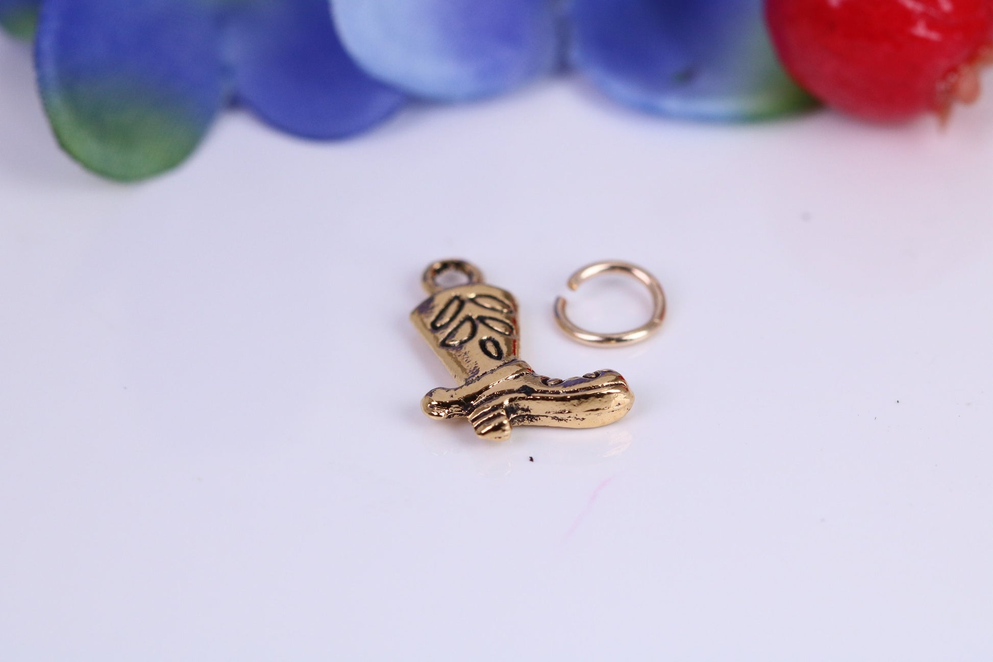 Cowboy Boot Charm, Traditional Charm, Made from Solid Cast Yellow Gold, British Hallmarked