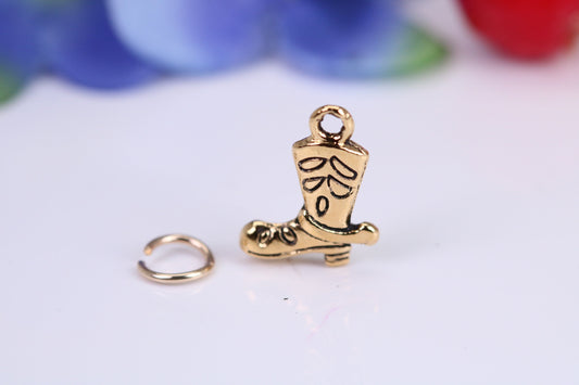 Cowboy Boot Charm, Traditional Charm, Made from Solid Cast Yellow Gold, British Hallmarked