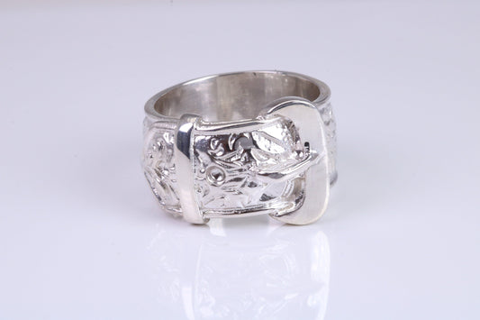 Large and heavy Buckle ring, made from solid cast silver, British Hallmarked