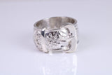 Large and heavy Buckle ring, made from solid cast silver, British Hallmarked