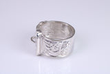 Large and heavy Buckle ring, made from solid cast silver, British Hallmarked