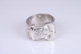 Large and heavy Buckle ring, made from solid cast silver, British Hallmarked