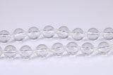 Natural 8 mm Round Crystal Beaded Necklace with Solid Silver Lobster Claw Lock