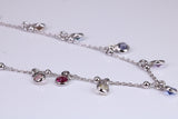 Rainbow Multi Coloured Cubic Zirconia set Necklace, made from solid Sterling Silver