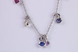 Rainbow Multi Coloured Cubic Zirconia set Necklace, made from solid Sterling Silver