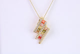 Rainbow Cubic Zirconia set Necklace, made from solid Sterling Silver, 18ct Yellow Gold Plated