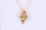 Rainbow Cubic Zirconia set Necklace, made from solid Sterling Silver, 18ct Yellow Gold Plated