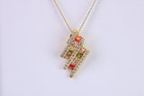 Rainbow Cubic Zirconia set Necklace, made from solid Sterling Silver, 18ct Yellow Gold Plated