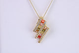 Rainbow Cubic Zirconia set Necklace, made from solid Sterling Silver, 18ct Yellow Gold Plated