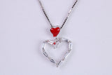 Love Heart Necklace, C Z set, Made From Solid Silver