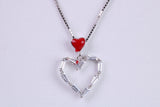 Love Heart Necklace, C Z set, Made From Solid Silver
