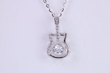 Guitar Necklace, C Z set, Made From Solid Silver, Length Adjustable Chain