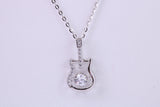 Guitar Necklace, C Z set, Made From Solid Silver, Length Adjustable Chain