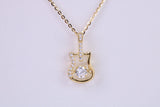 Guitar Necklace, C Z set, Made From Solid Silver, 18ct Yellow Gold Plated, Length Adjustable Chain