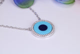 Evil Eye Protector Cubic Zirconia set Necklace, made from solid Sterling Silver