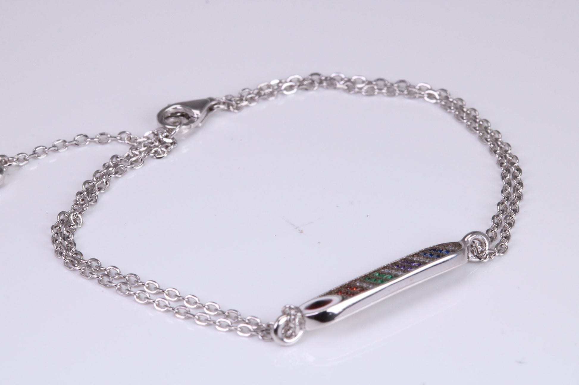 Rainbow Multi Coloured Cubic Zirconia set Bracelet, made from solid Sterling Silver